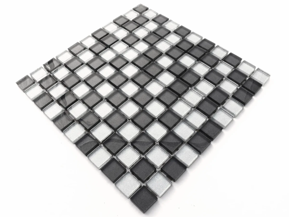 MOZAIKA SZKLANA GRAFIT SILVER BROKAT MIX 30X30 – dekoracyjne do wnętrz – Szklane Mozaiki