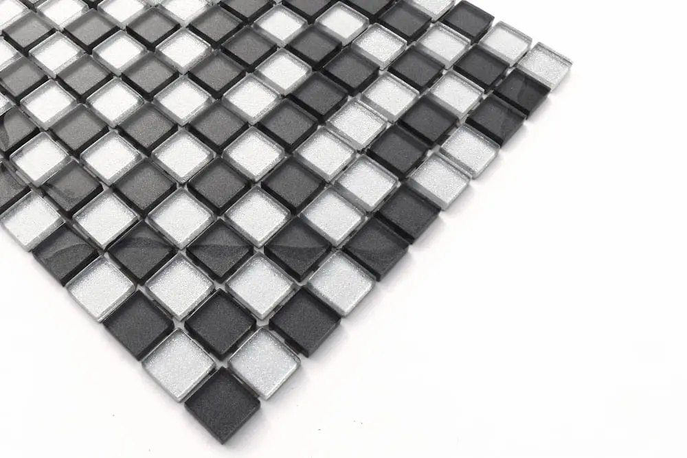 MOZAIKA SZKLANA GRAFIT SILVER BROKAT MIX 30X30 – dekoracyjne do wnętrz – Szklane Mozaiki