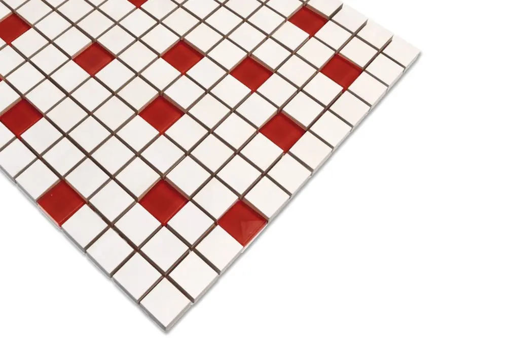 MOZAIKA CERAMICZNA SZKLANA BIAŁA CZERWONA RED – dekoracyjne do wnętrz – Szklane Mozaiki