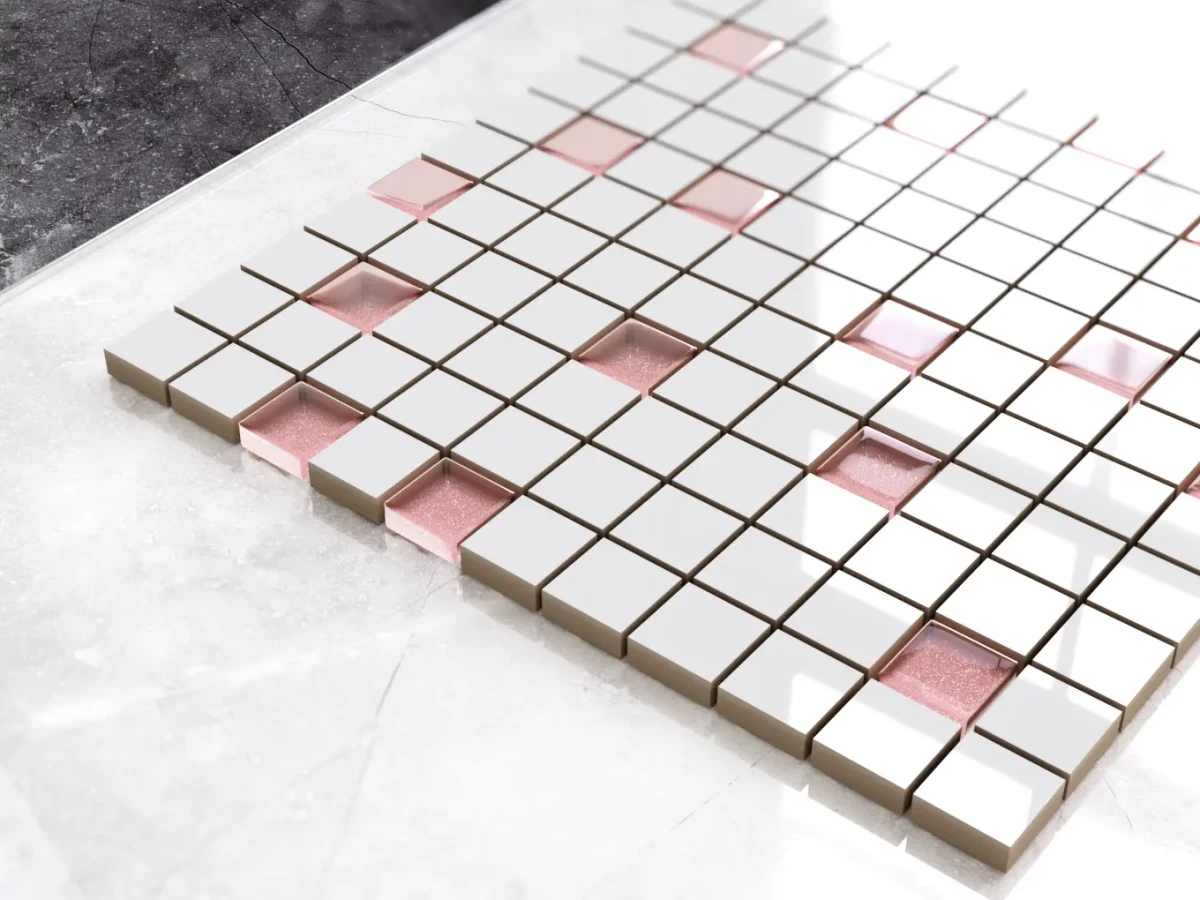MOZAIKA CERAMICZNA SZKLANA PRALINE RÓŻ – dekoracyjne do wnętrz – Szklane Mozaiki