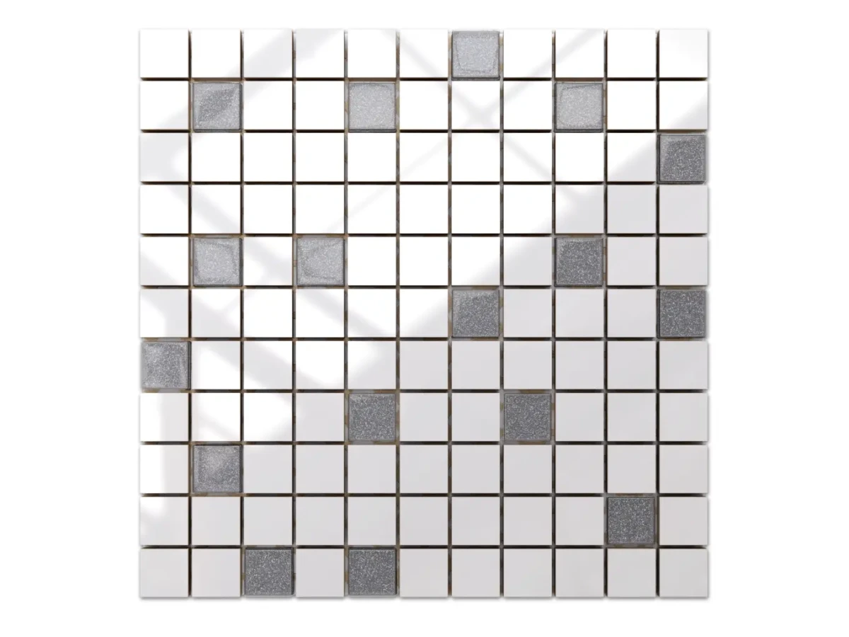 MOZAIKA CERAMICZNA SZKLANA SILVER BROKAT SREBRNA – dekoracyjne do wnętrz – Szklane Mozaiki