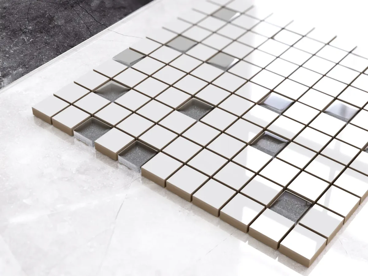 MOZAIKA CERAMICZNA SZKLANA SILVER BROKAT SREBRNA – dekoracyjne do wnętrz – Szklane Mozaiki