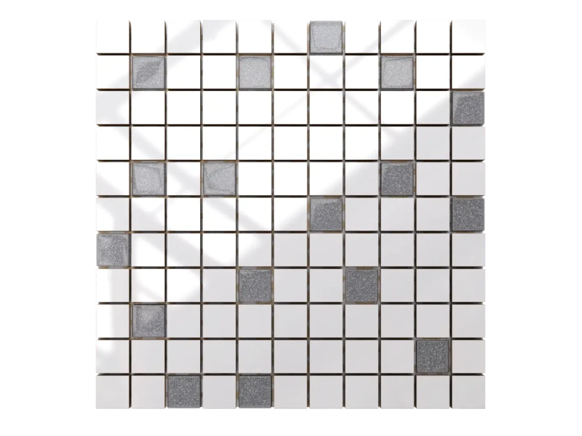 MOZAIKA CERAMICZNA SZKLANA SILVER BROKAT SREBRNA – dekoracyjne do wnętrz – Szklane Mozaiki