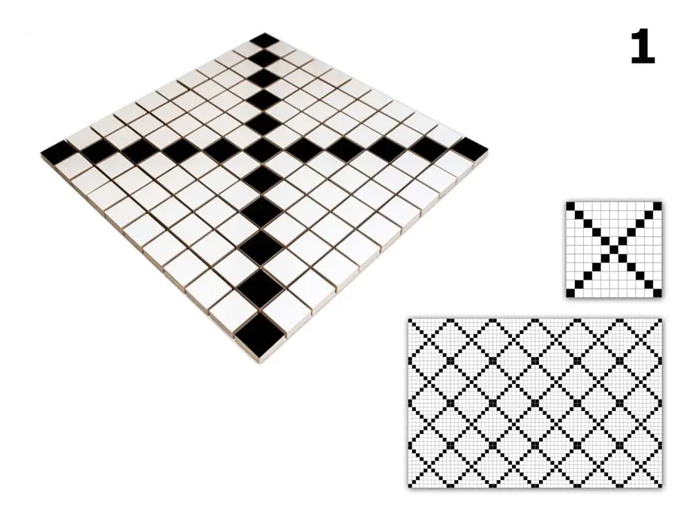 MOZAIKA CERAMICZNA Geometric® 1 CZARNA BIAŁA – dekoracyjne do wnętrz – Szklane Mozaiki