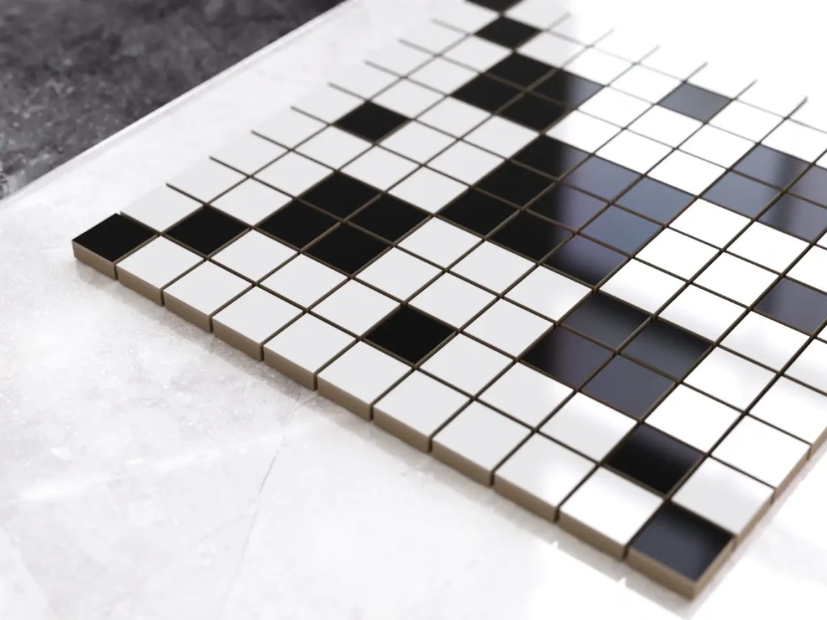MOZAIKA CERAMICZNA Geometric® 5 CZARNA BIAŁA – dekoracyjne do wnętrz – Szklane Mozaiki