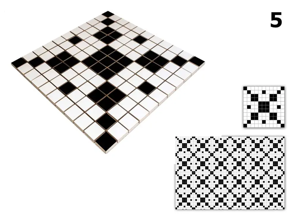 MOZAIKA CERAMICZNA Geometric® 5 CZARNA BIAŁA – dekoracyjne do wnętrz – Szklane Mozaiki