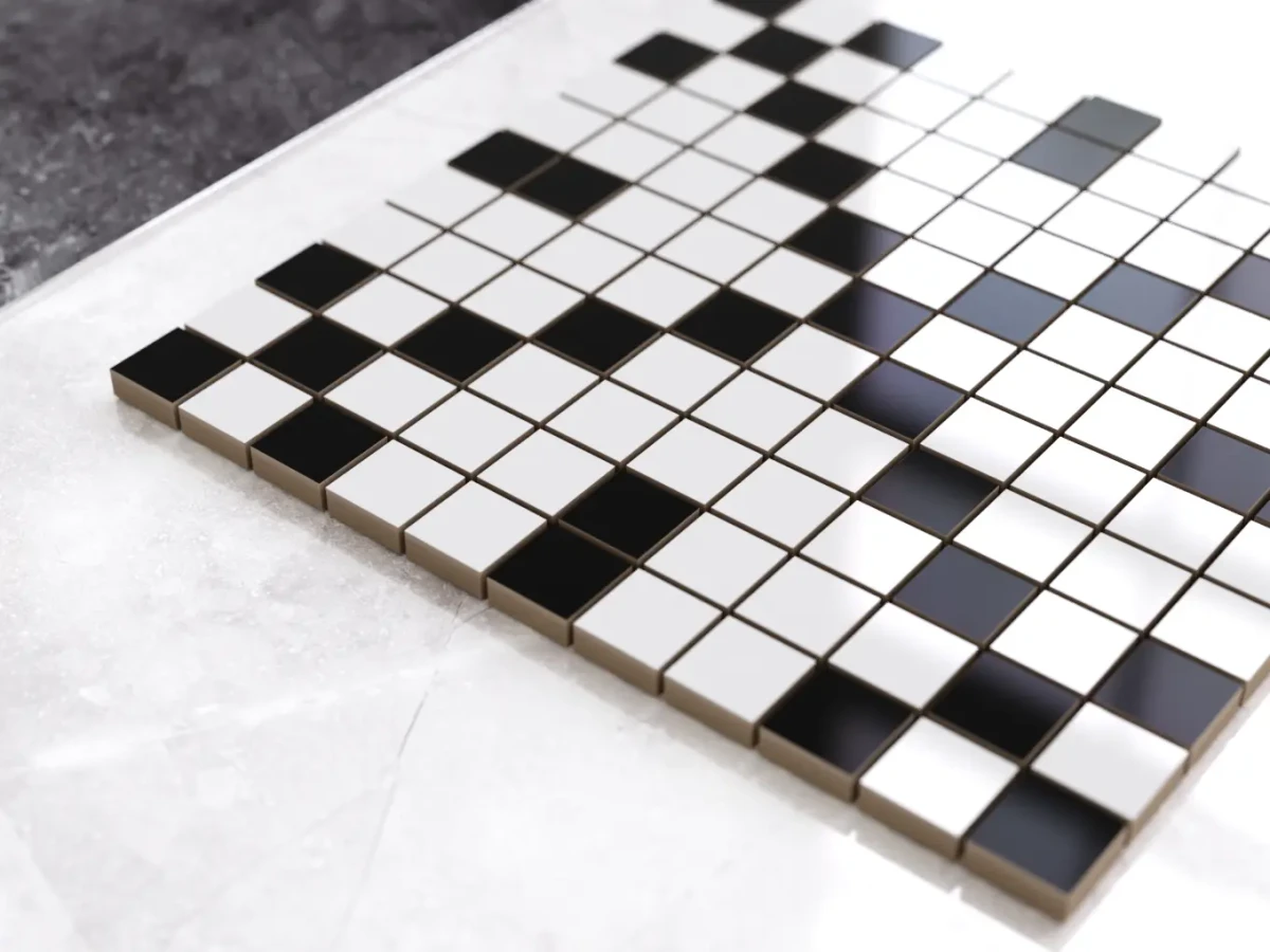 MOZAIKA CERAMICZNA Geometric® 6 CZARNA BIAŁA – dekoracyjne do wnętrz – Szklane Mozaiki