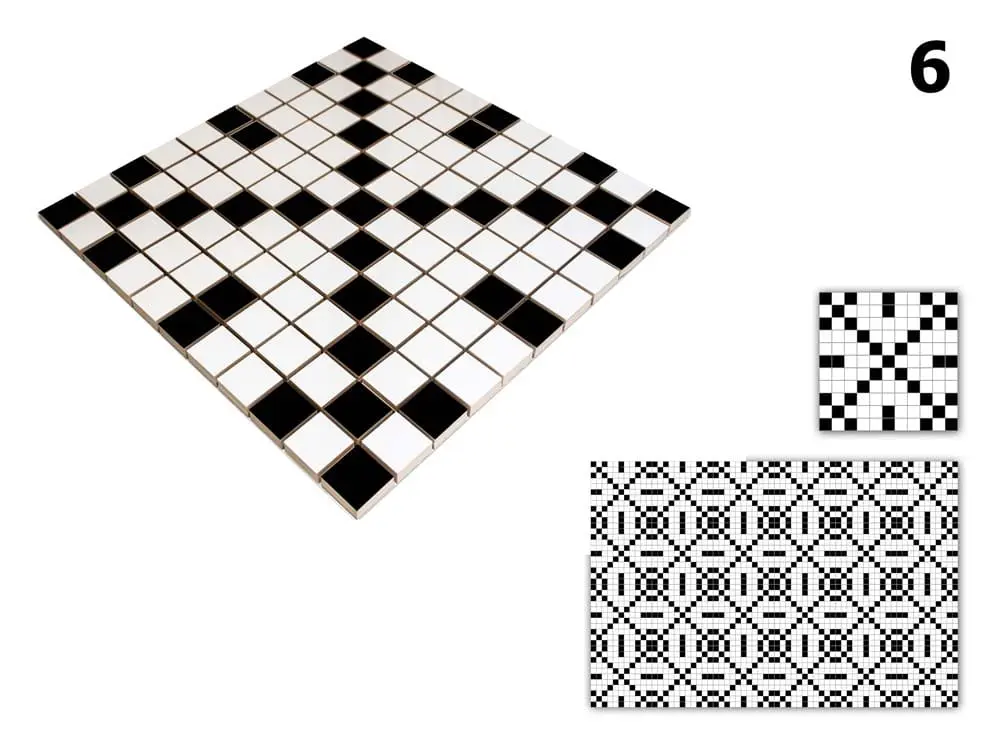 MOZAIKA CERAMICZNA Geometric® 6 CZARNA BIAŁA – dekoracyjne do wnętrz – Szklane Mozaiki