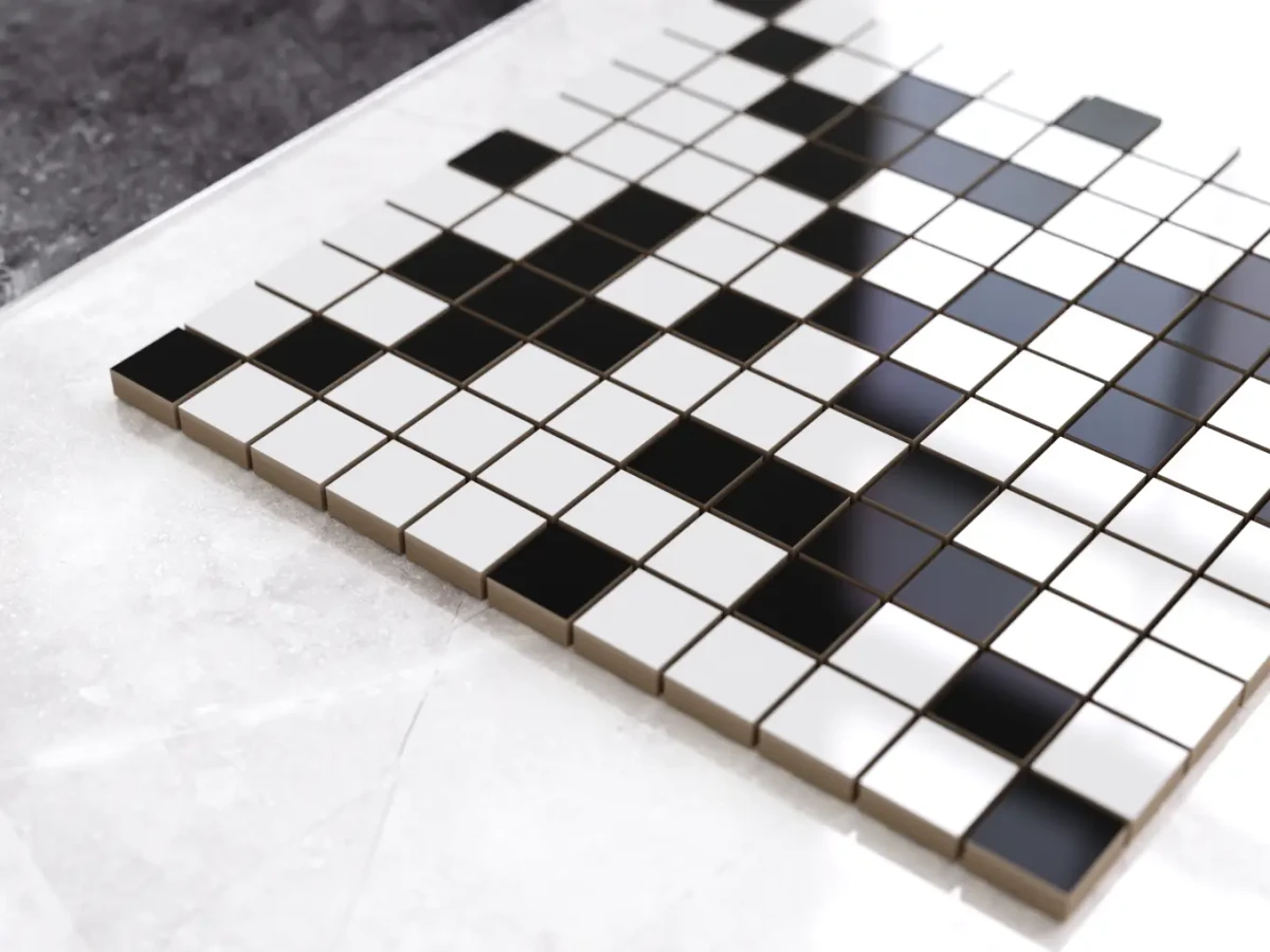 MOZAIKA CERAMICZNA Geometric® 7 CZARNA BIAŁA – dekoracyjne do wnętrz – Szklane Mozaiki