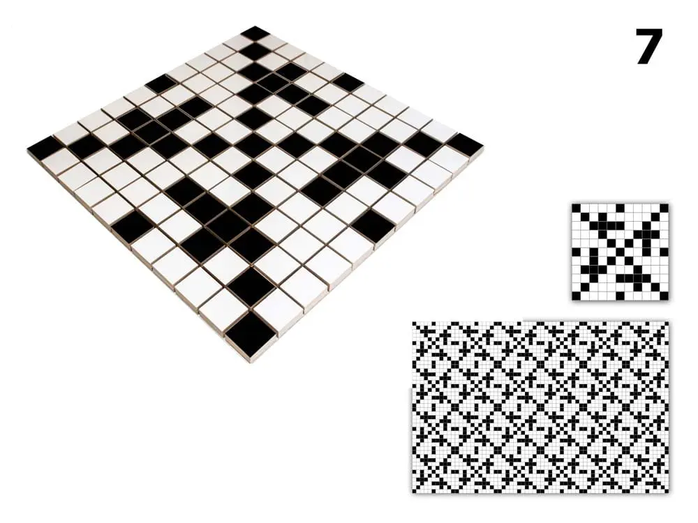 MOZAIKA CERAMICZNA Geometric® 7 CZARNA BIAŁA – dekoracyjne do wnętrz – Szklane Mozaiki