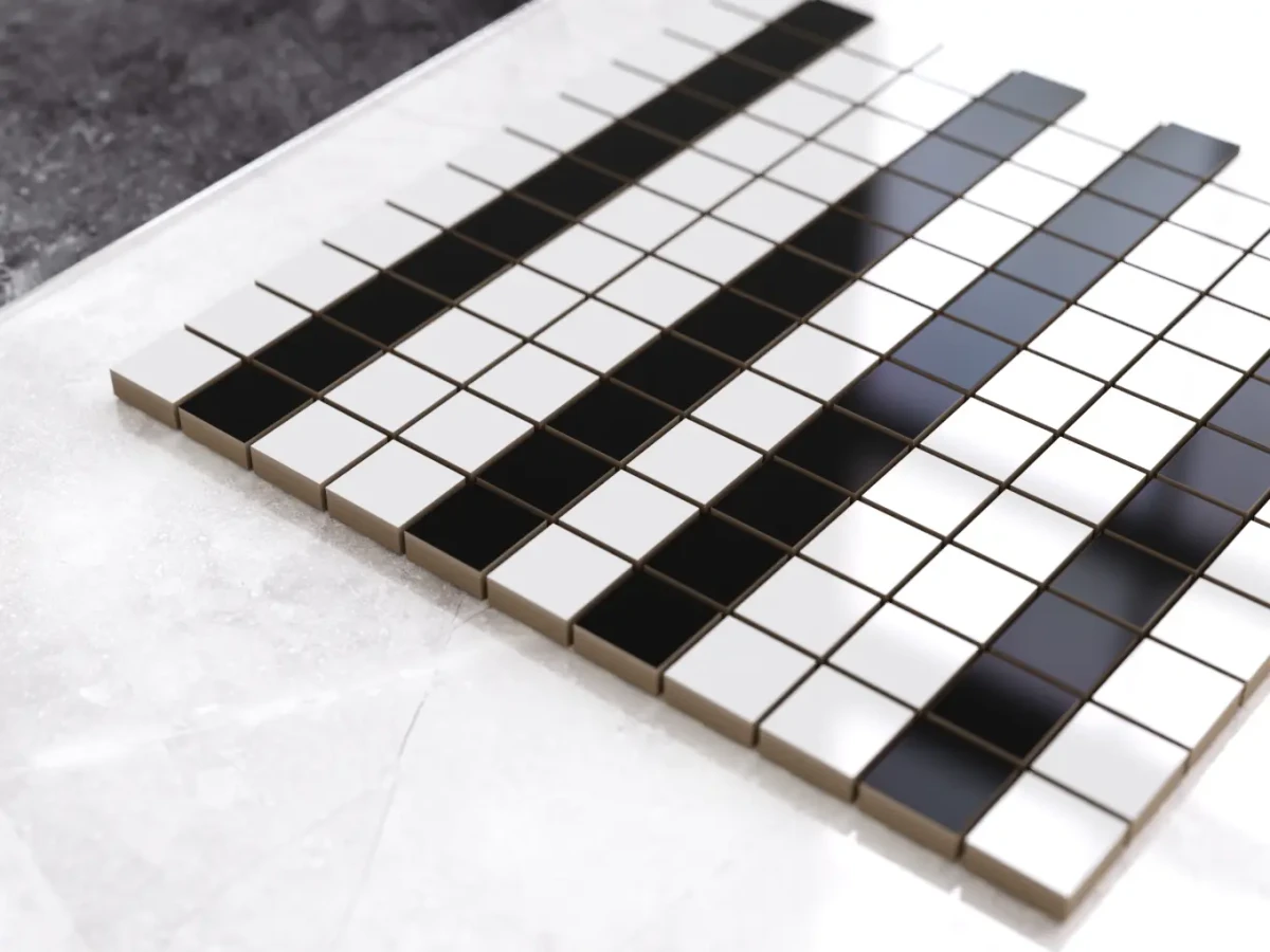 MOZAIKA CERAMICZNA Geometric® 8 CZARNA BIAŁA – dekoracyjne do wnętrz – Szklane Mozaiki
