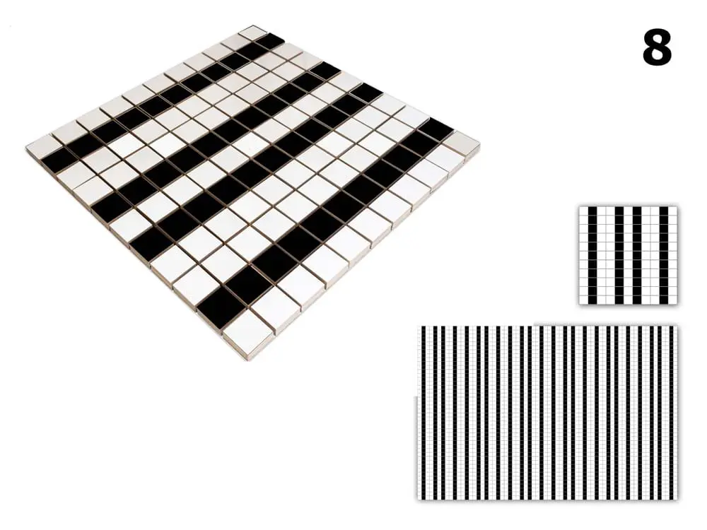 MOZAIKA CERAMICZNA Geometric® 8 CZARNA BIAŁA – dekoracyjne do wnętrz – Szklane Mozaiki