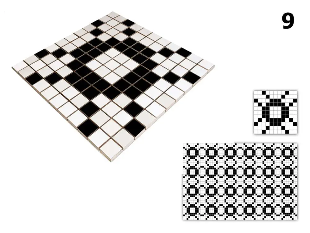 MOZAIKA CERAMICZNA Geometric® 9 CZARNA BIAŁA – dekoracyjne do wnętrz – Szklane Mozaiki
