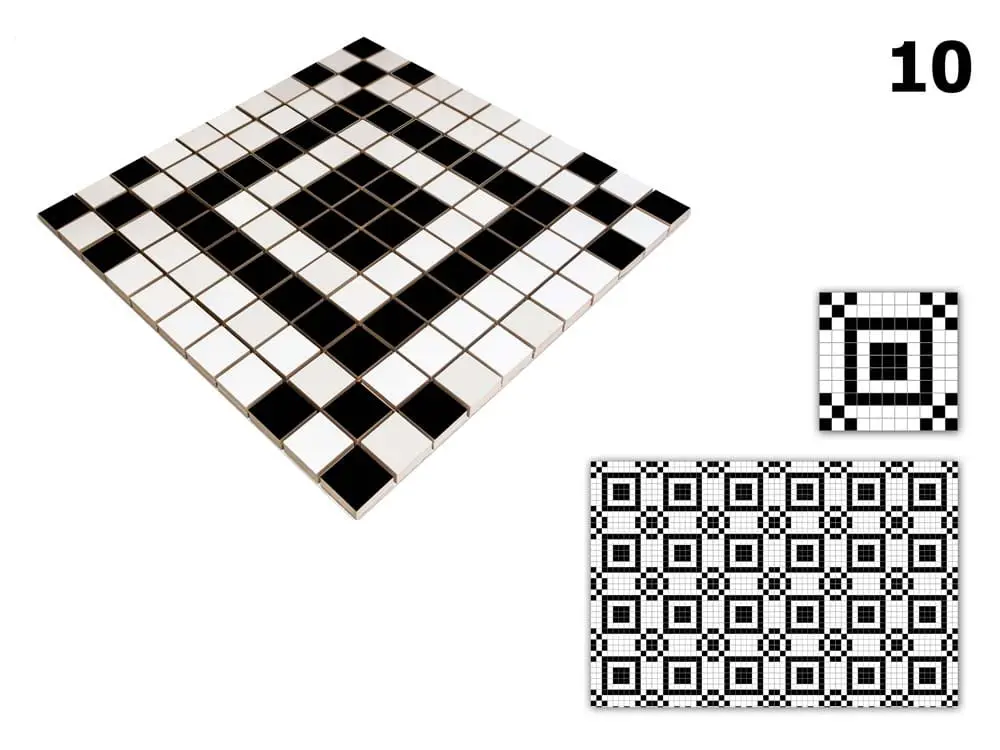 MOZAIKA CERAMICZNA Geometric® 10 CZARNA BIAŁA – dekoracyjne do wnętrz – Szklane Mozaiki