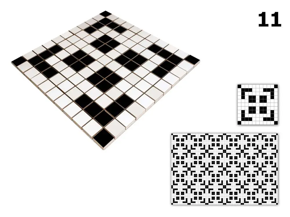 MOZAIKA CERAMICZNA Geometric® 11 CZARNA BIAŁA – dekoracyjne do wnętrz – Szklane Mozaiki