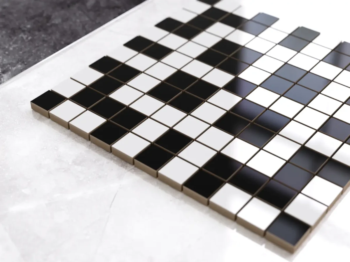 MOZAIKA CERAMICZNA Geometric® 12 CZARNA BIAŁA – dekoracyjne do wnętrz – Szklane Mozaiki
