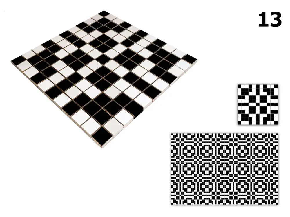 MOZAIKA CERAMICZNA Geometric® 13 CZARNA BIAŁA – dekoracyjne do wnętrz – Szklane Mozaiki