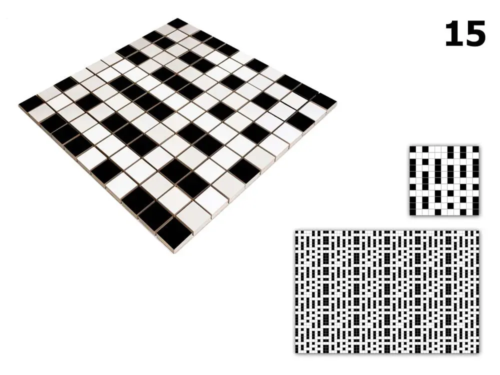 MOZAIKA CERAMICZNA Geometric® 15 CZARNA BIAŁA – dekoracyjne do wnętrz – Szklane Mozaiki