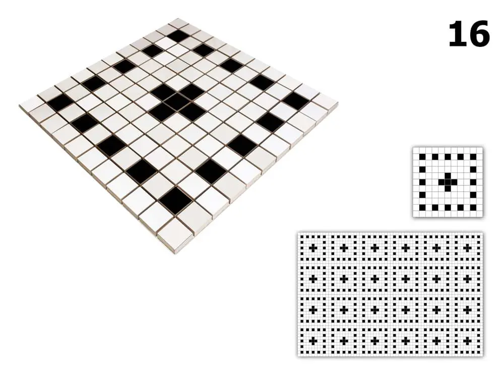 MOZAIKA CERAMICZNA Geometric® 16 CZARNA BIAŁA – dekoracyjne do wnętrz – Szklane Mozaiki
