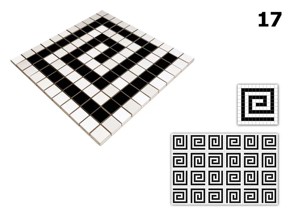 MOZAIKA CERAMICZNA Geometric® 17 CZARNA BIAŁA – dekoracyjne do wnętrz – Szklane Mozaiki