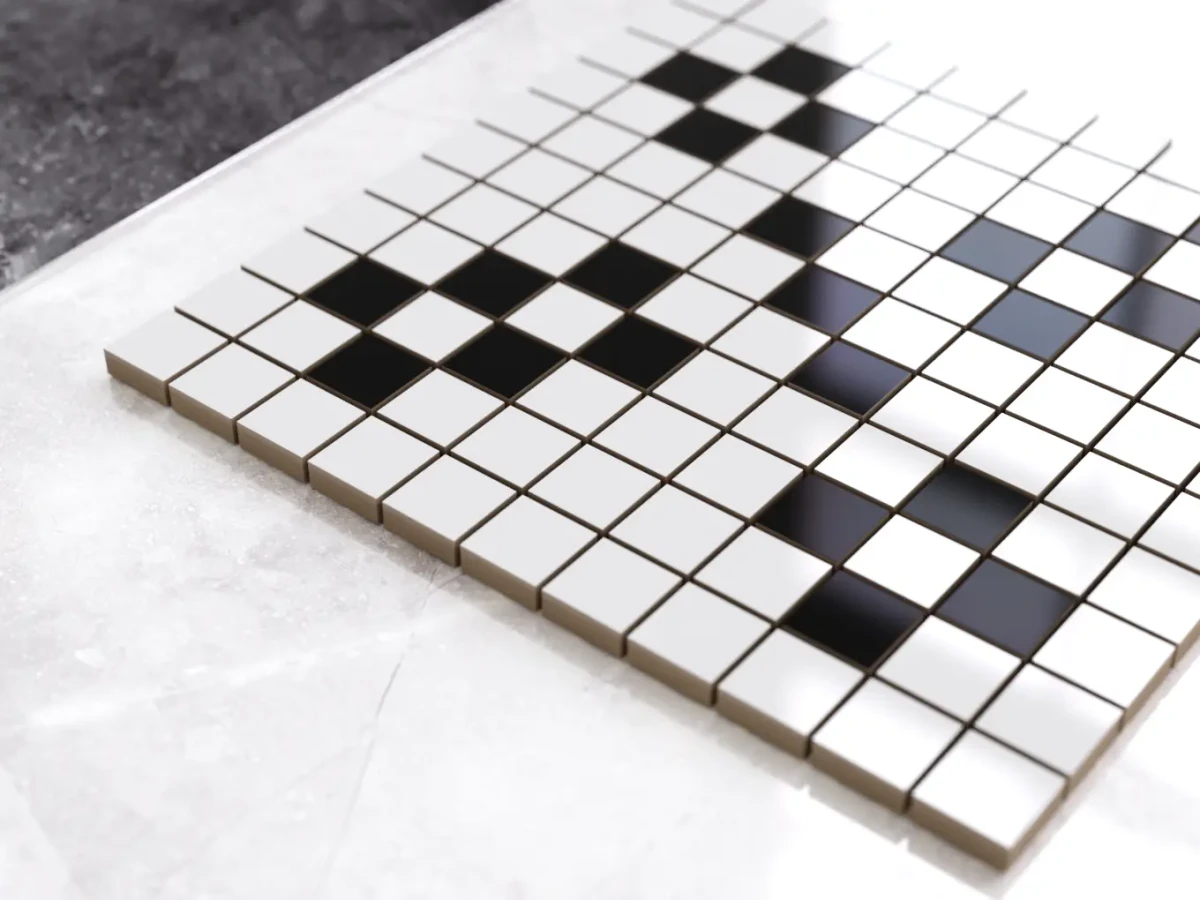 MOZAIKA CERAMICZNA Geometric® 18 CZARNA BIAŁA – dekoracyjne do wnętrz – Szklane Mozaiki