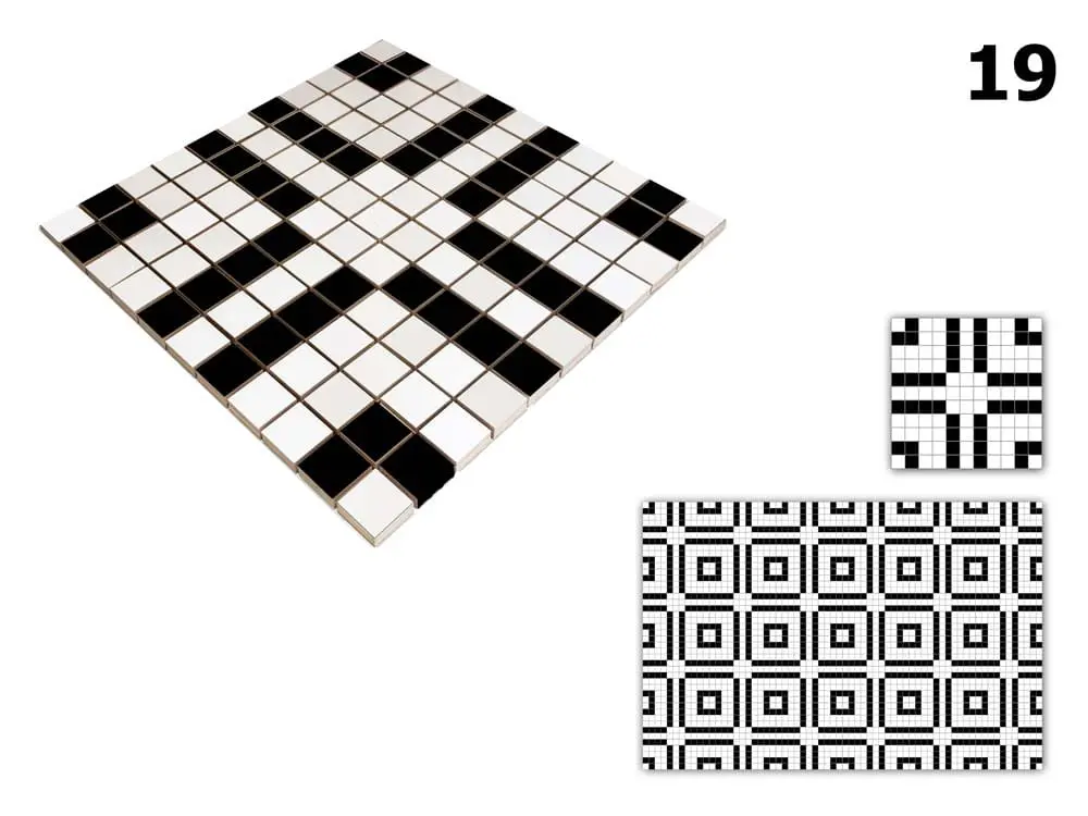 MOZAIKA CERAMICZNA Geometric® 19 CZARNA BIAŁA – dekoracyjne do wnętrz – Szklane Mozaiki