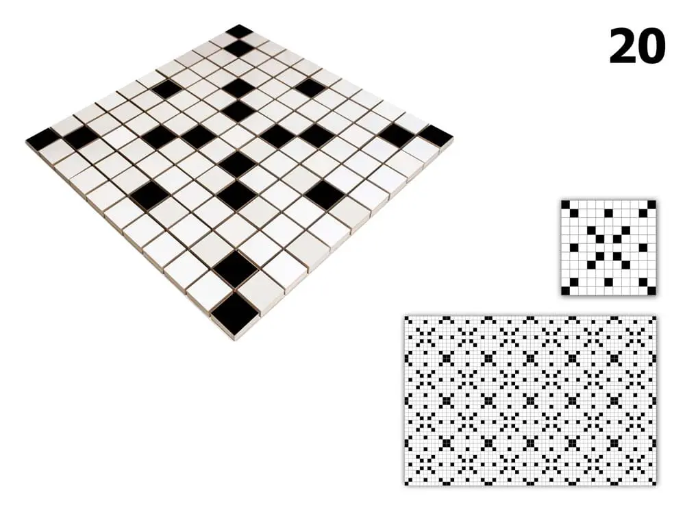 MOZAIKA CERAMICZNA Geometric® 20 CZARNA BIAŁA – dekoracyjne do wnętrz – Szklane Mozaiki