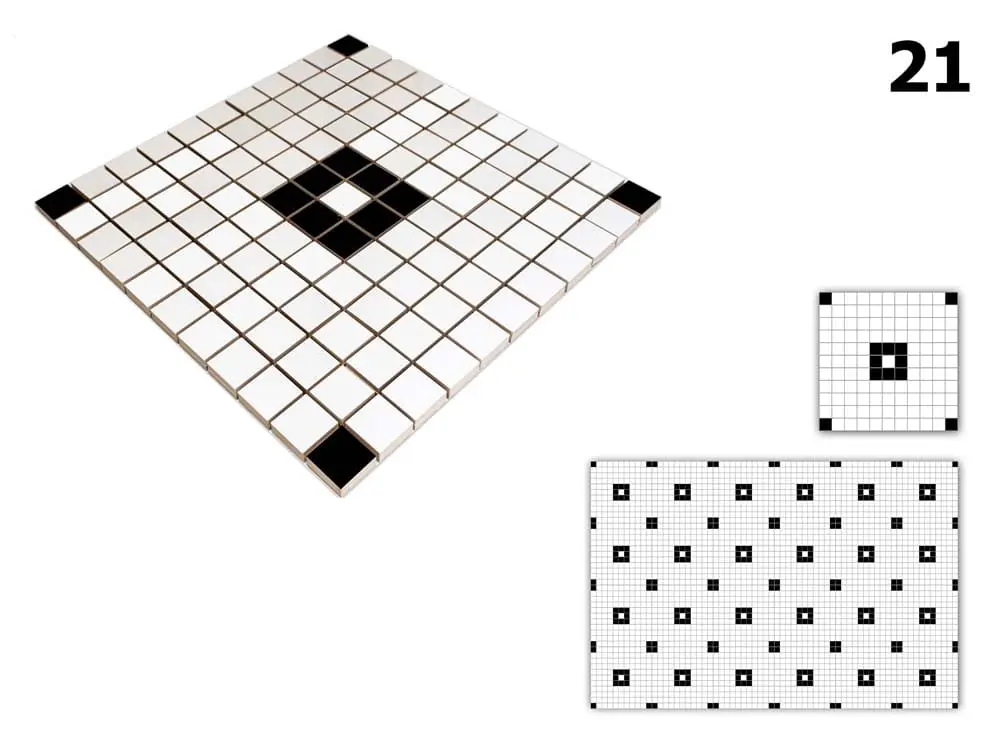 MOZAIKA CERAMICZNA Geometric® 21 CZARNA BIAŁA – dekoracyjne do wnętrz – Szklane Mozaiki