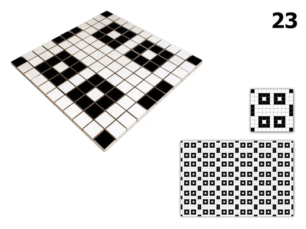 MOZAIKA CERAMICZNA Geometric® 23 CZARNA BIAŁA – dekoracyjne do wnętrz – Szklane Mozaiki