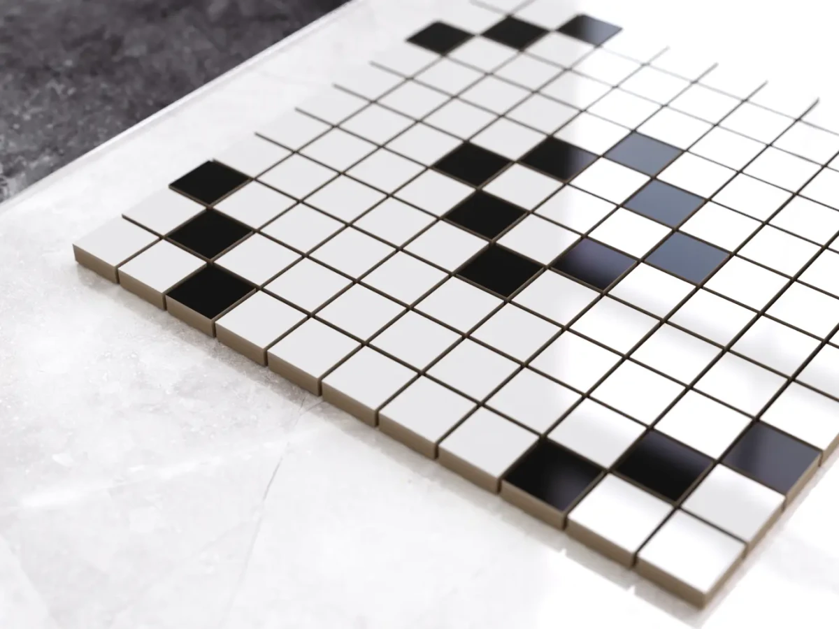MOZAIKA CERAMICZNA Geometric® 24 CZARNA BIAŁA – dekoracyjne do wnętrz – Szklane Mozaiki