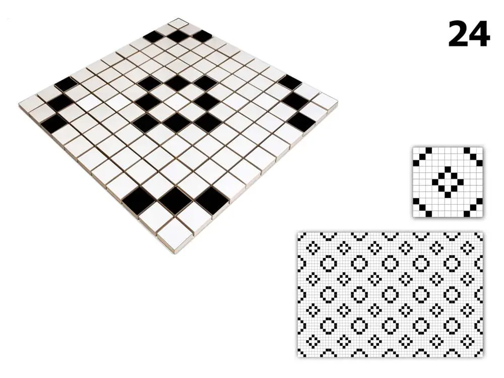 MOZAIKA CERAMICZNA Geometric® 24 CZARNA BIAŁA – dekoracyjne do wnętrz – Szklane Mozaiki