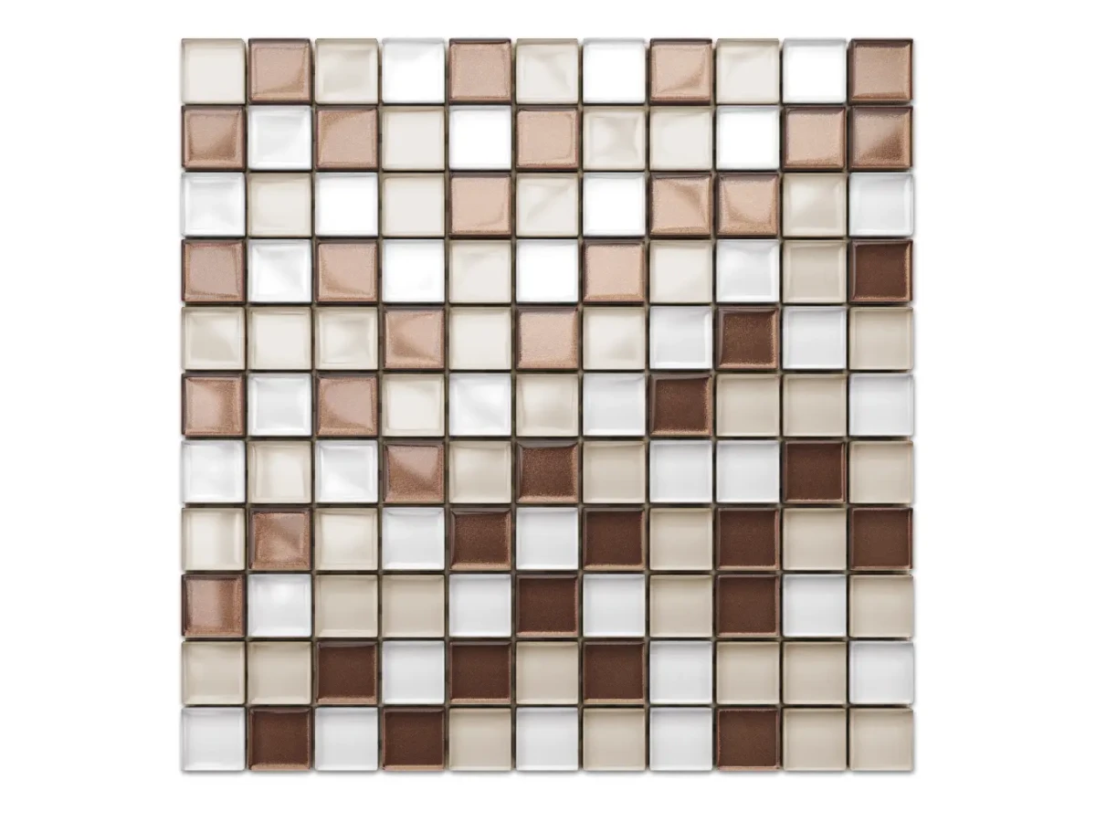 MOZAIKA SZKLANA CAPPUCCINO COFFE PERŁA MIX 30x30 – dekoracyjne do wnętrz – Szklane Mozaiki