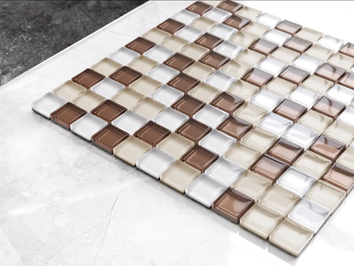 MOZAIKA SZKLANA CAPPUCCINO COFFE PERŁA MIX 30x30 – dekoracyjne do wnętrz – Szklane Mozaiki