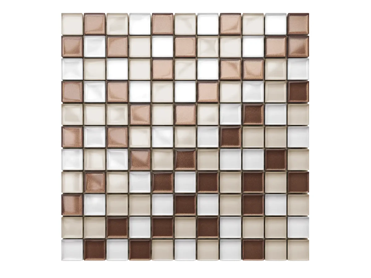 MOZAIKA SZKLANA CAPPUCCINO COFFE PERŁA MIX 30x30 – dekoracyjne do wnętrz – Szklane Mozaiki