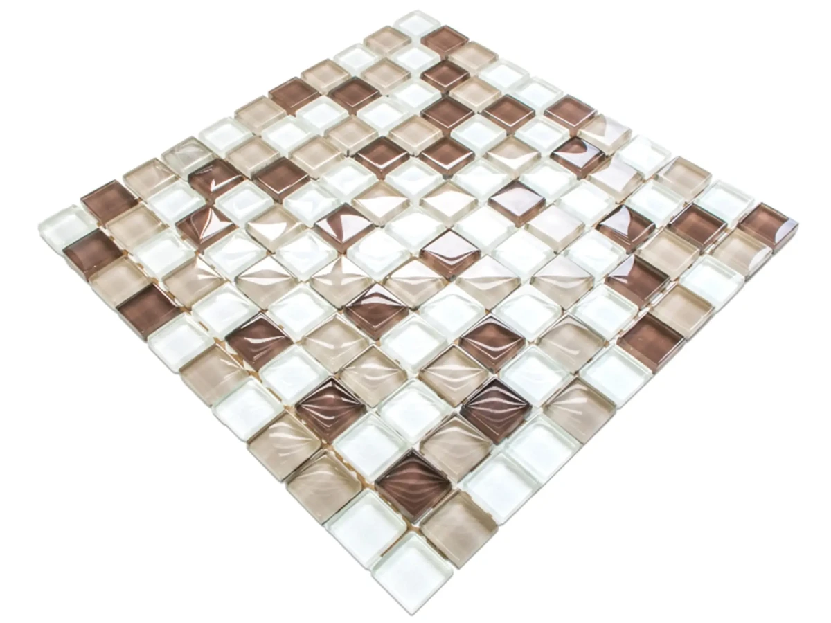 MOZAIKA SZKLANA CAPPUCCINO COFFE PERŁA MIX 30x30 – dekoracyjne do wnętrz – Szklane Mozaiki