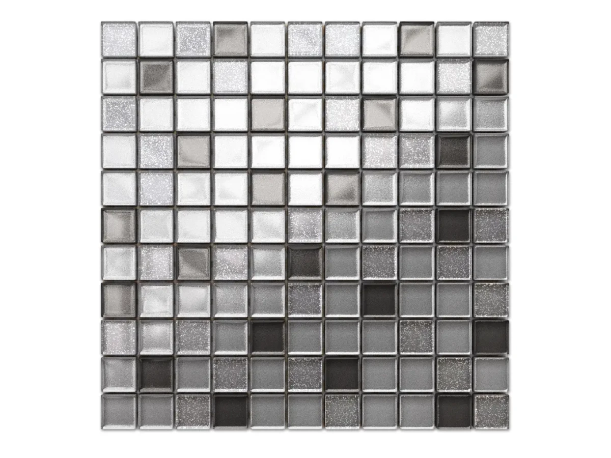 MOZAIKA SZKLANA SILVER MIX JASNA SREBRNA 30x30cm – dekoracyjne do wnętrz – Szklane Mozaiki