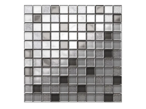 MOZAIKA SZKLANA SILVER MIX JASNA SREBRNA 30x30cm