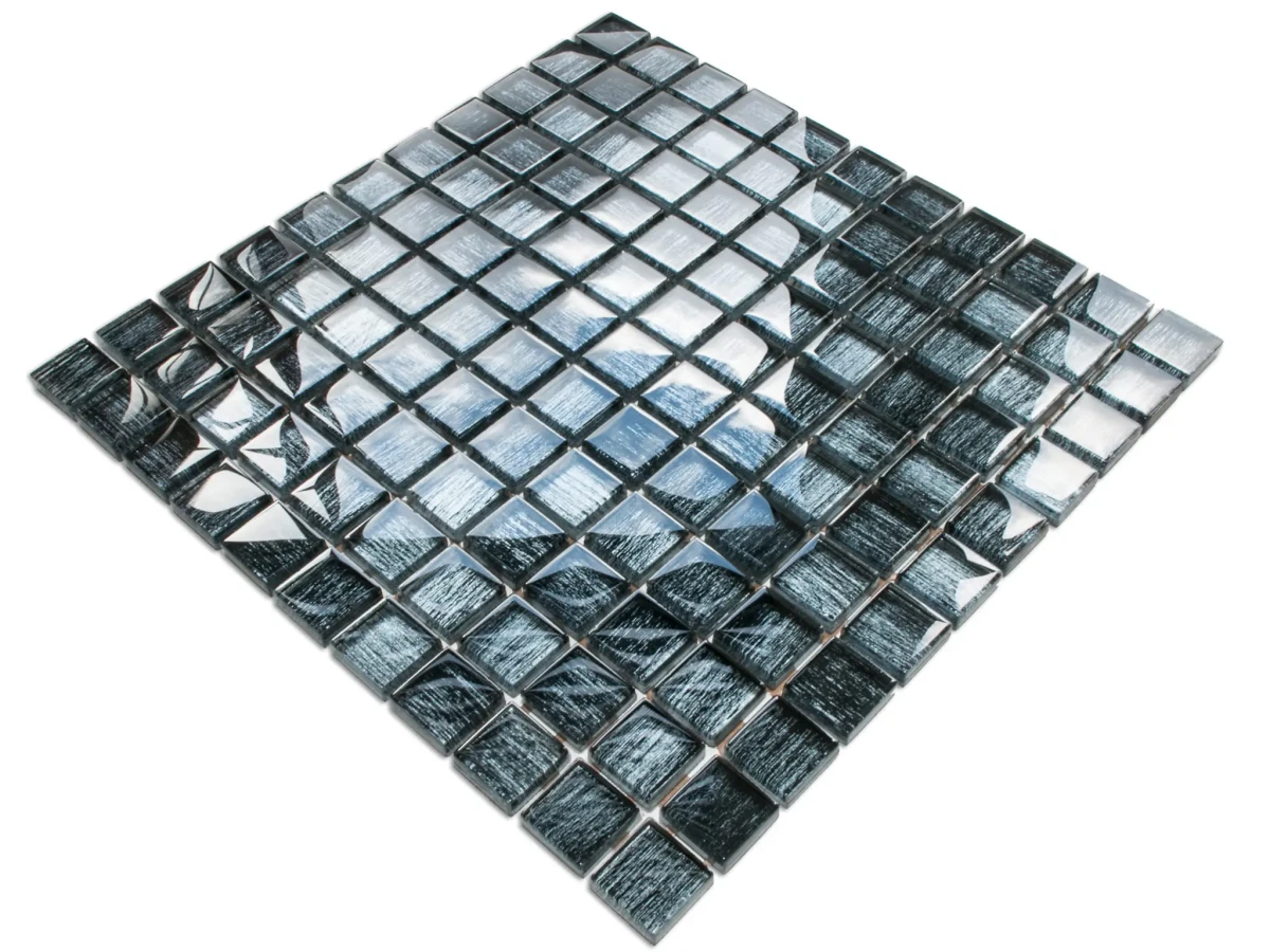 MOZAIKA SZKLANA SREBRNA  ALUMINIUM JEANS 30x30 – dekoracyjne do wnętrz – Szklane Mozaiki