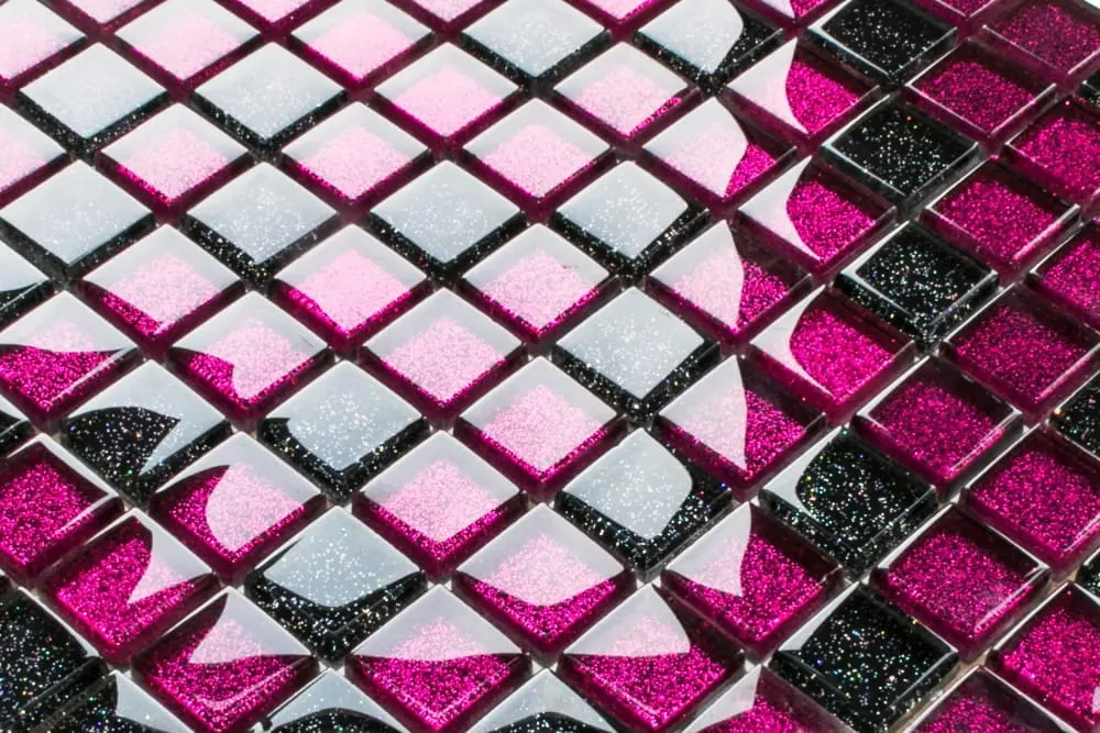 MOZAIKA SZKLANA NERO CZARNA LILA BROKAT 30x30 8mm – dekoracyjne do wnętrz – Szklane Mozaiki