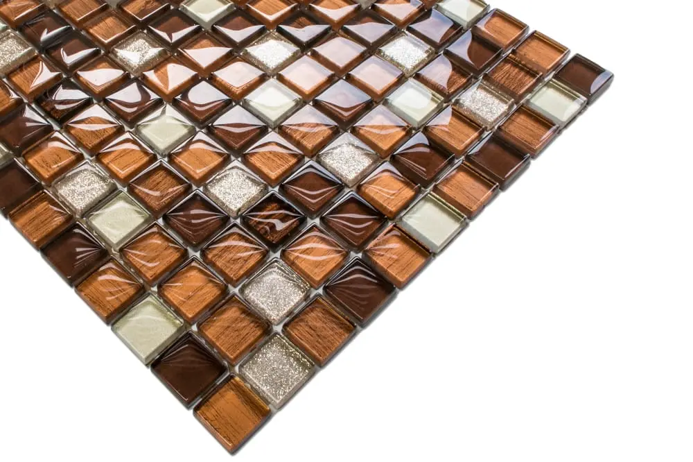 MOZAIKA SZKLANA RIVA BRĄZ MIEDŹ METALIC ZŁOTA VENUS BEŻ 30x30cm – dekoracyjne do wnętrz – Szklane Mozaiki