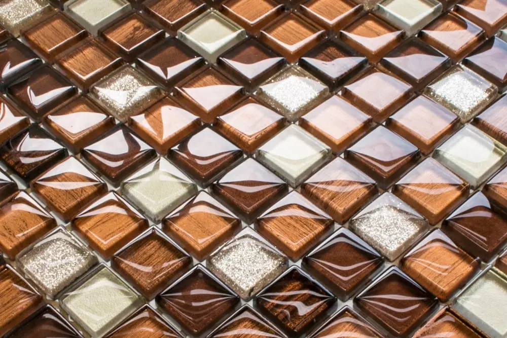 MOZAIKA SZKLANA RIVA BRĄZ MIEDŹ METALIC ZŁOTA VENUS BEŻ 30x30cm – dekoracyjne do wnętrz – Szklane Mozaiki