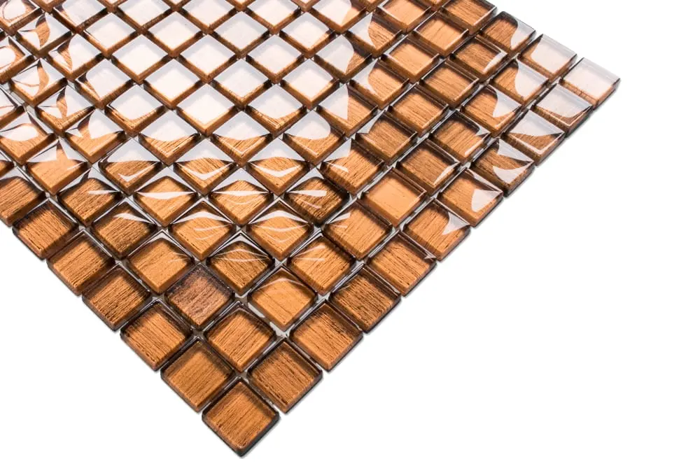 MOZAIKA SZKLANA BRĄZOWA MIEDZIANA JESIEŃ 30x30cm 8mm – dekoracyjne do wnętrz – Szklane Mozaiki