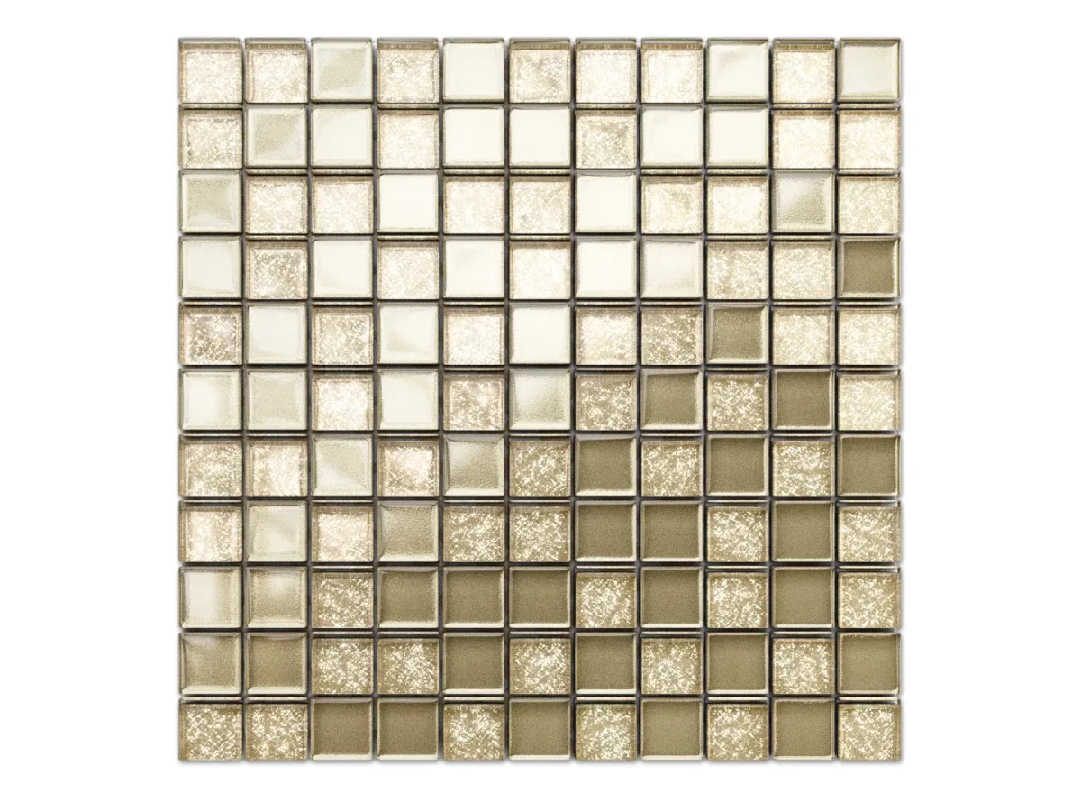 MOZAIKA SZKLANA ZŁOTA GOLD BEŻ METALIC BROKAT 30x30cm 8mm – dekoracyjne do wnętrz – Szklane Mozaiki