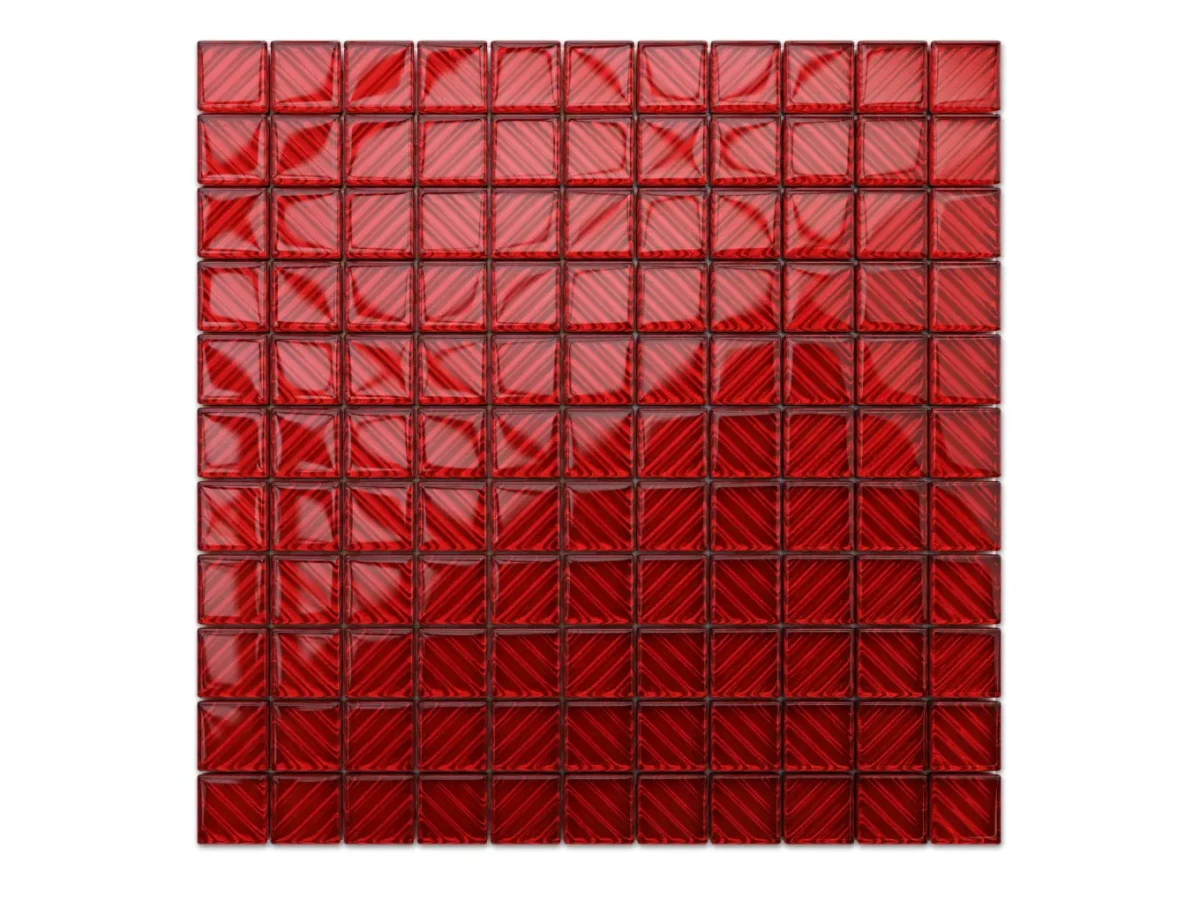 MOZAIKA SZKLANA CZERWONA KARMAZYN RIVA  30x30cm 8mm – dekoracyjne do wnętrz – Szklane Mozaiki