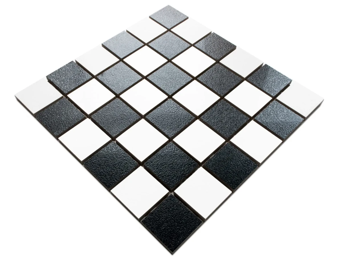 MOZAIKA GRESOWA ABISSO SZACHOWNICA kostka 4,8cm 30x30cm – dekoracyjne do wnętrz – Szklane Mozaiki
