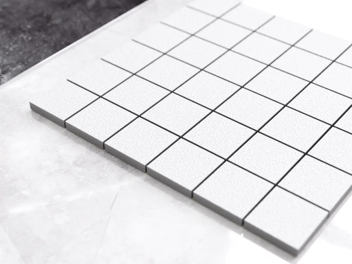 MOZAIKA GRESOWA ABISSO WHITE BIAŁA BIANCO 30x30 kostka 4,8cm – dekoracyjne do wnętrz – Szklane Mozaiki