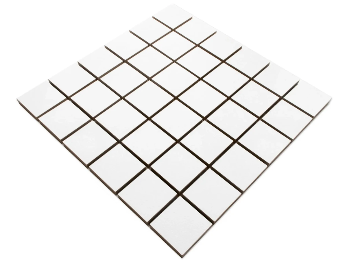 MOZAIKA GRESOWA ABISSO WHITE BIAŁA BIANCO 30x30 kostka 4,8cm – dekoracyjne do wnętrz – Szklane Mozaiki