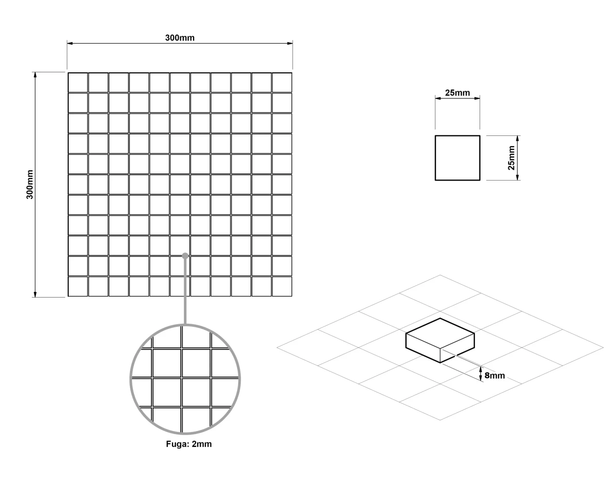 MOZAIKA SZKLANA SILVER BROKAT ALUMINIUM JEANS 30x30cm 8mm – dekoracyjne do wnętrz – Szklane Mozaiki