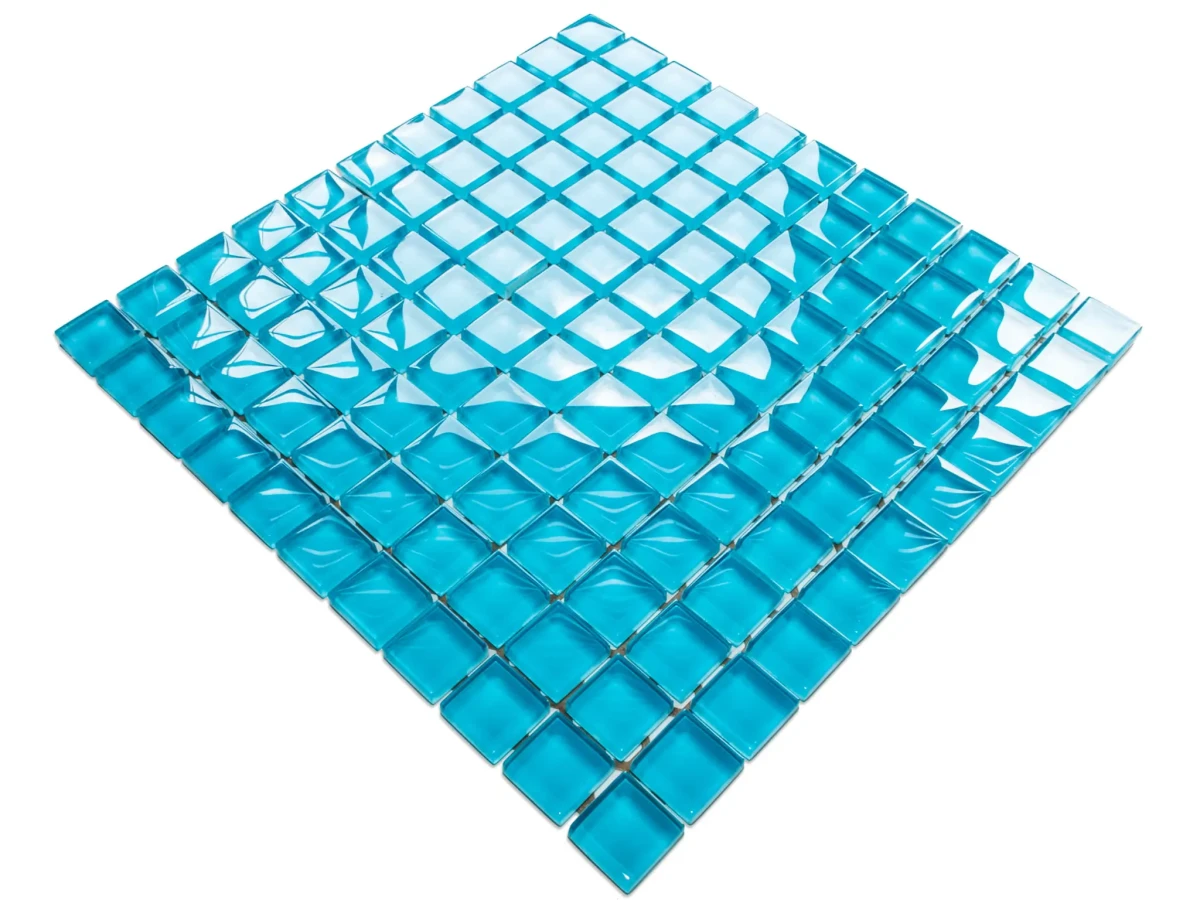 MOZAIKA SZKLANA NIEBIESKA AZUL BŁĘKITNA 30x30cm 8mm – dekoracyjne do wnętrz – Szklane Mozaiki