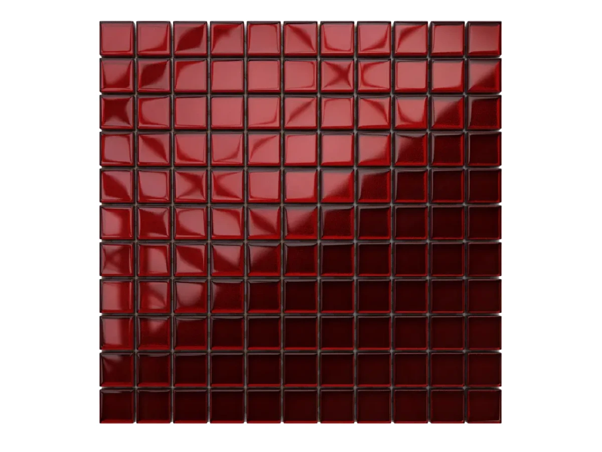 MOZAIKA SZKLANA CZERWONA KARMAZYN CIEMNY, BORDO 30x30cm 8mm – dekoracyjne do wnętrz – Szklane Mozaiki